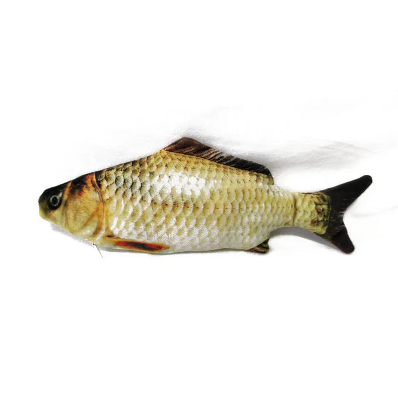 Cat electric bionic fish plush toy with catnip emulates beating fish movement, four styles including electric carp