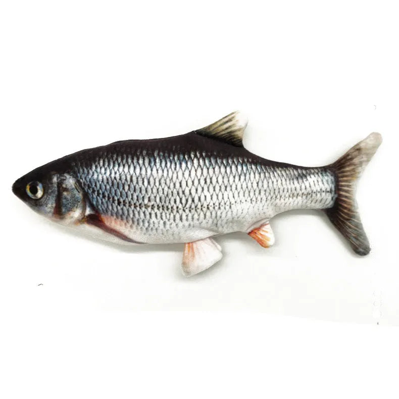 Cat electric bionic fish plush toy with catnip emulates beating fish movement, four styles including electric carp