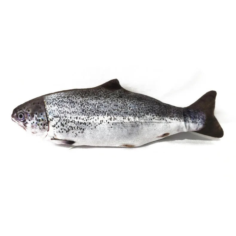 Cat electric bionic fish plush toy with catnip emulates beating fish movement, four styles including electric carp