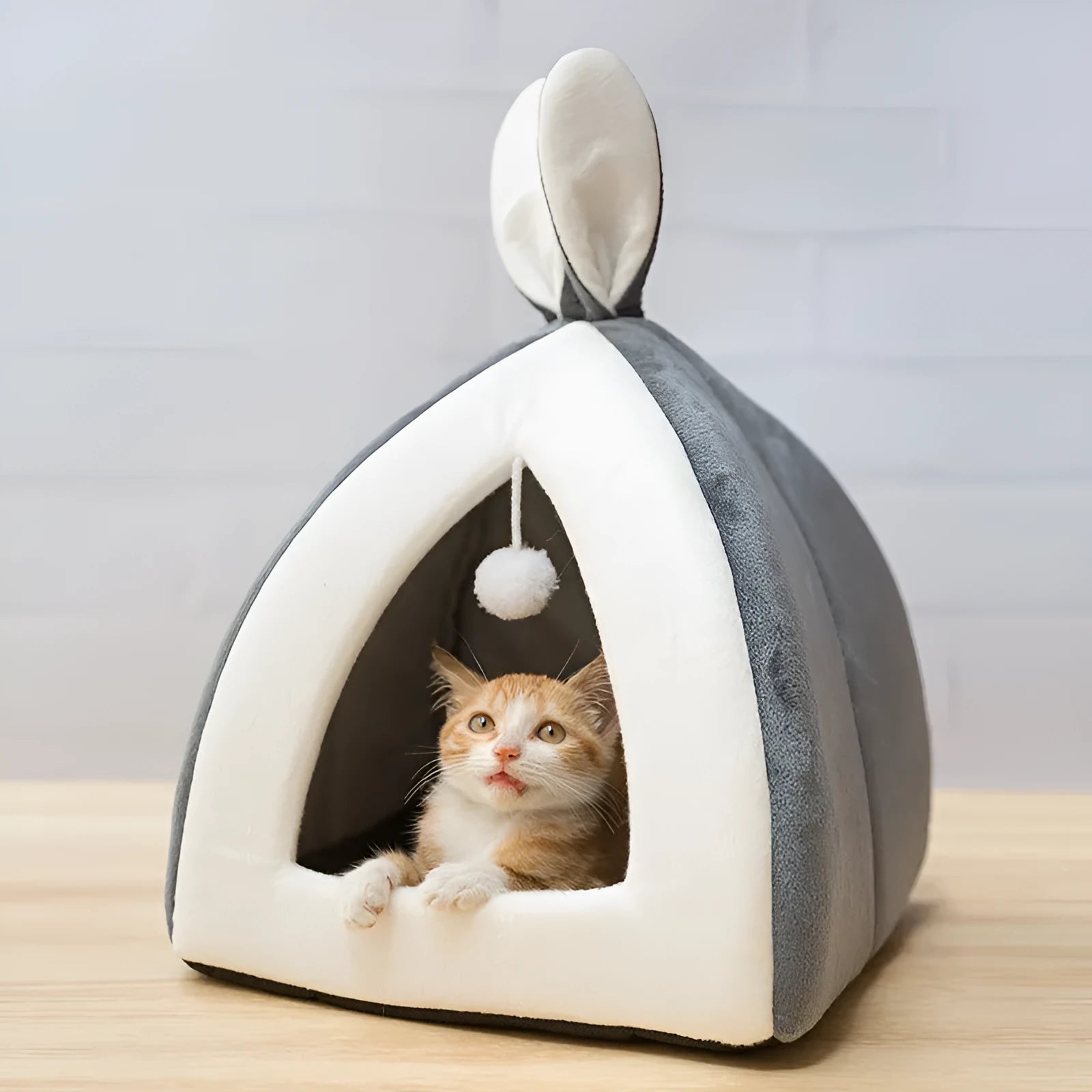 Cloth cat house pet nest bed in grey, pink or yellow available in four sizes for indoor use
