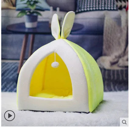 Cloth cat house pet nest bed in grey, pink or yellow available in four sizes for indoor use