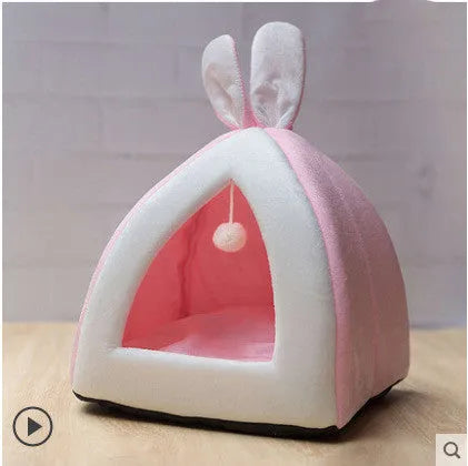 Cloth cat house pet nest bed in grey, pink or yellow available in four sizes for indoor use