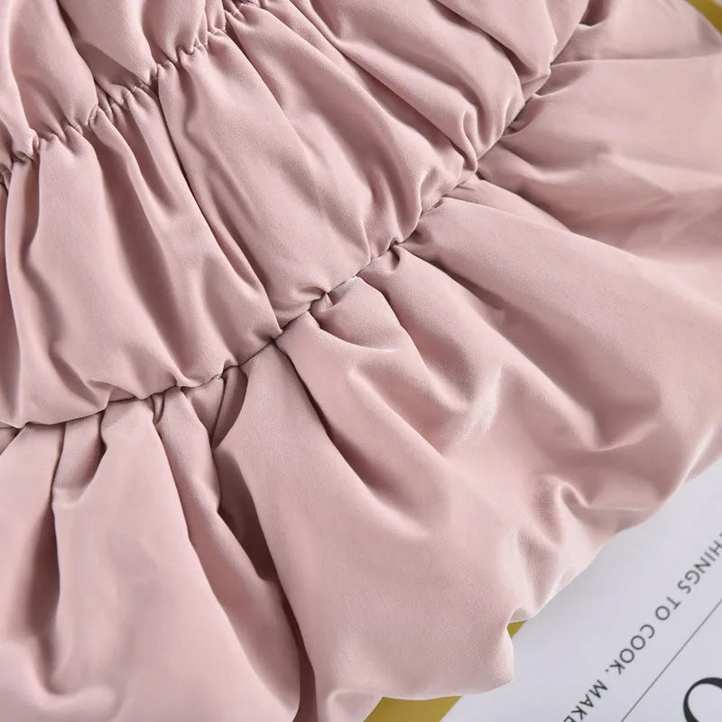 Thick cotton floral bubble skirt pet coat for winter, pink colour, suitable for small to large dogs and cats