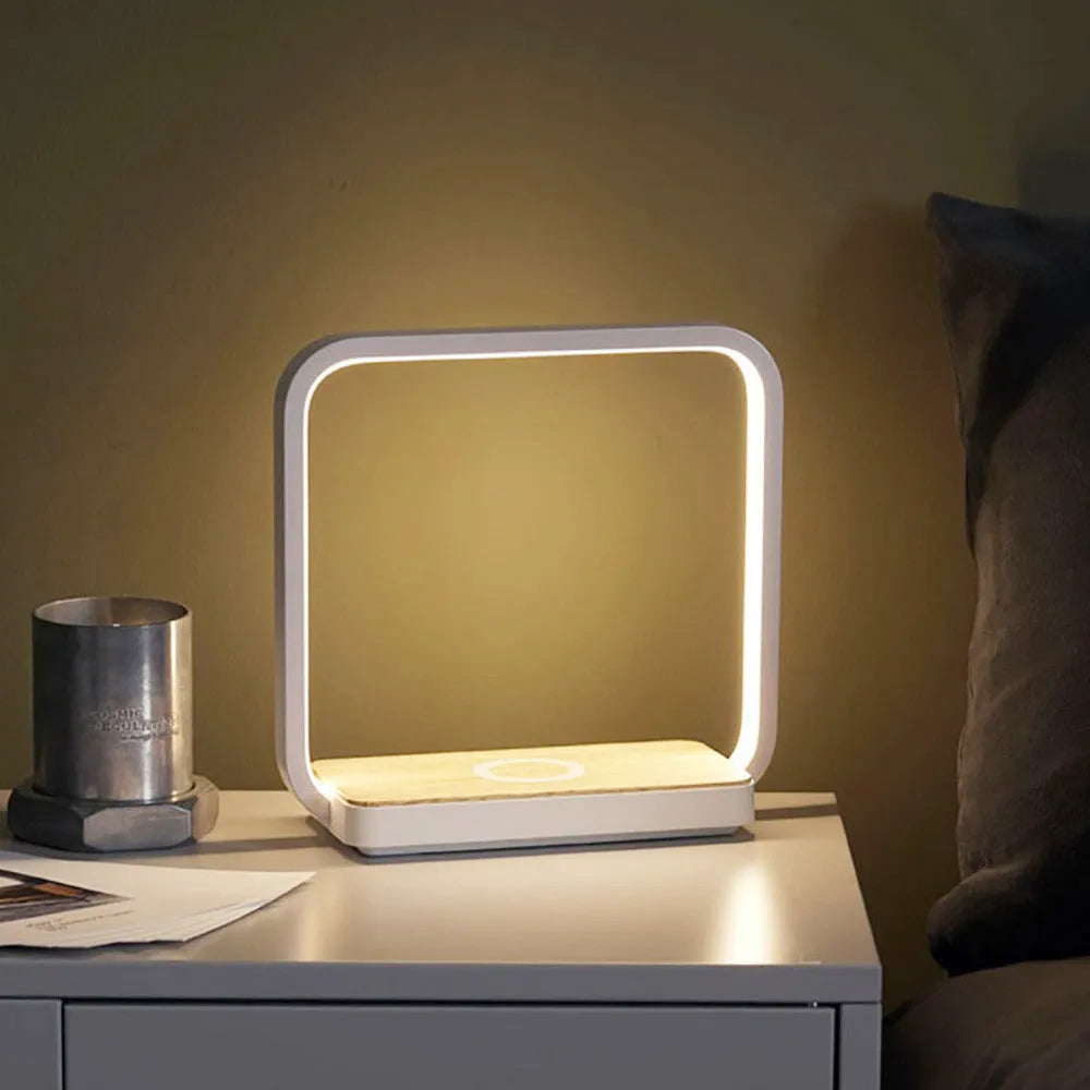 Smart touch sensor bedside lamp with voice control in white or gold aluminium finish