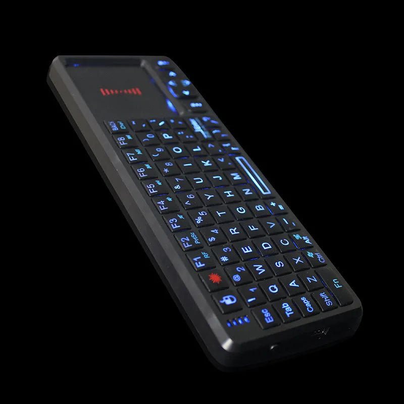 Black mini wireless teaching keyboard with touch screen measuring 151mm long
