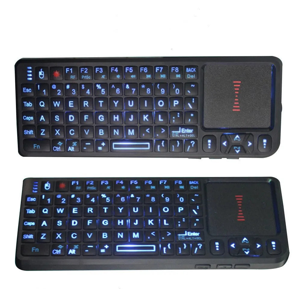 Black mini wireless teaching keyboard with touch screen measuring 151mm long