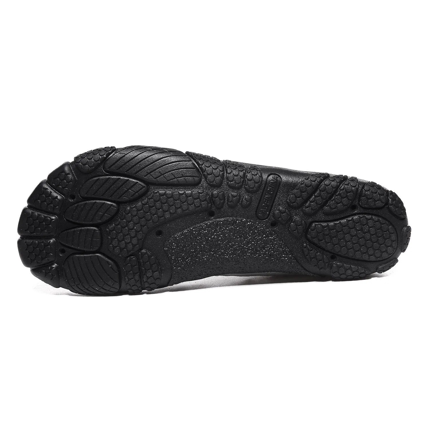 Elastic band outdoor water shoes in black with mesh upper and rubber sole