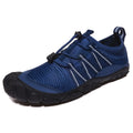 Elastic band outdoor water shoes in black with mesh upper and rubber sole