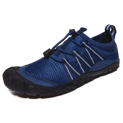 Elastic band outdoor water shoes in black with mesh upper and rubber sole