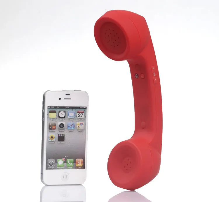 A retro-style Bluetooth wireless phone headset shown in one of its six colour options: black, blue, pink, red, white, or yellow.