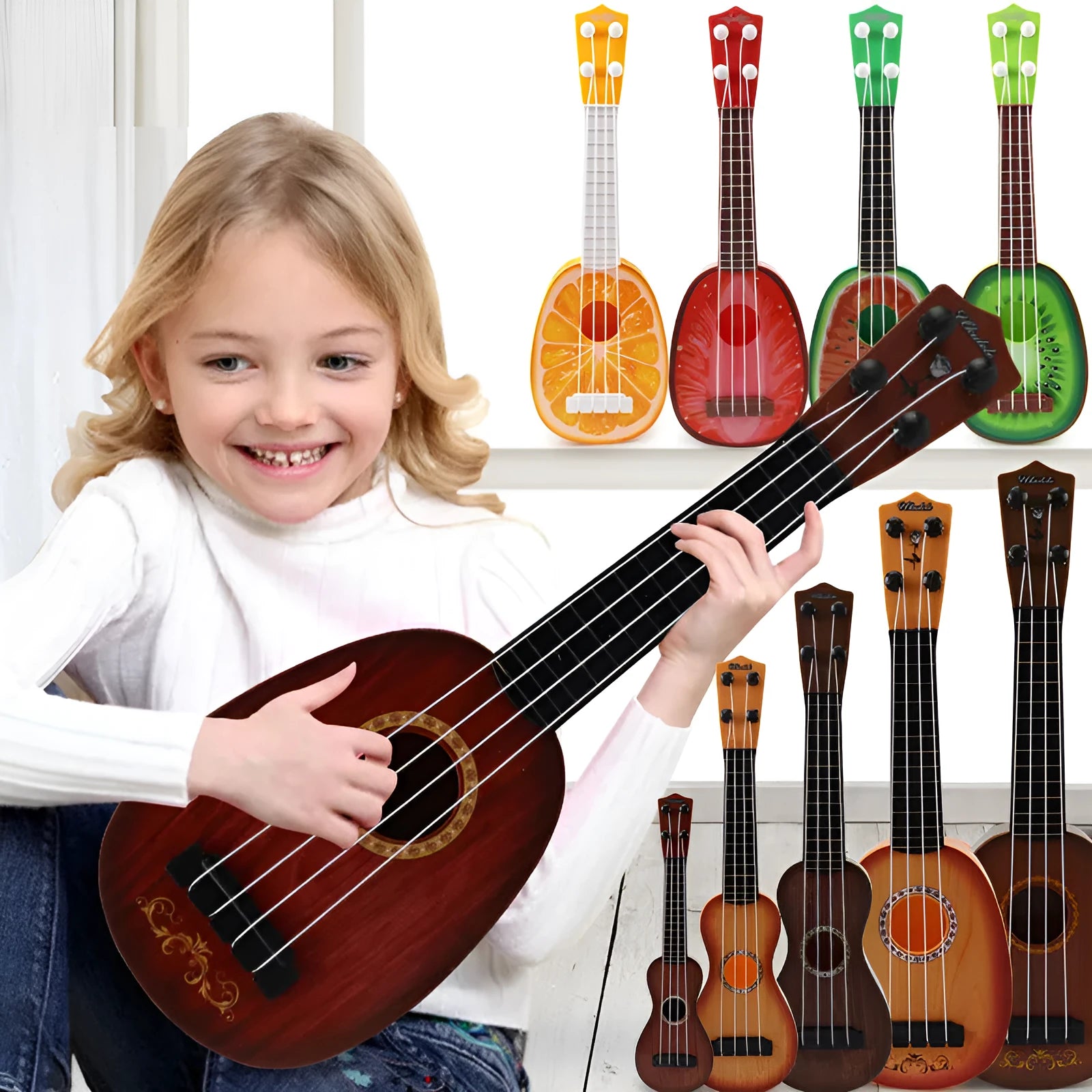 38cm plastic simulation ukulele retro guitar toy for children's musical training