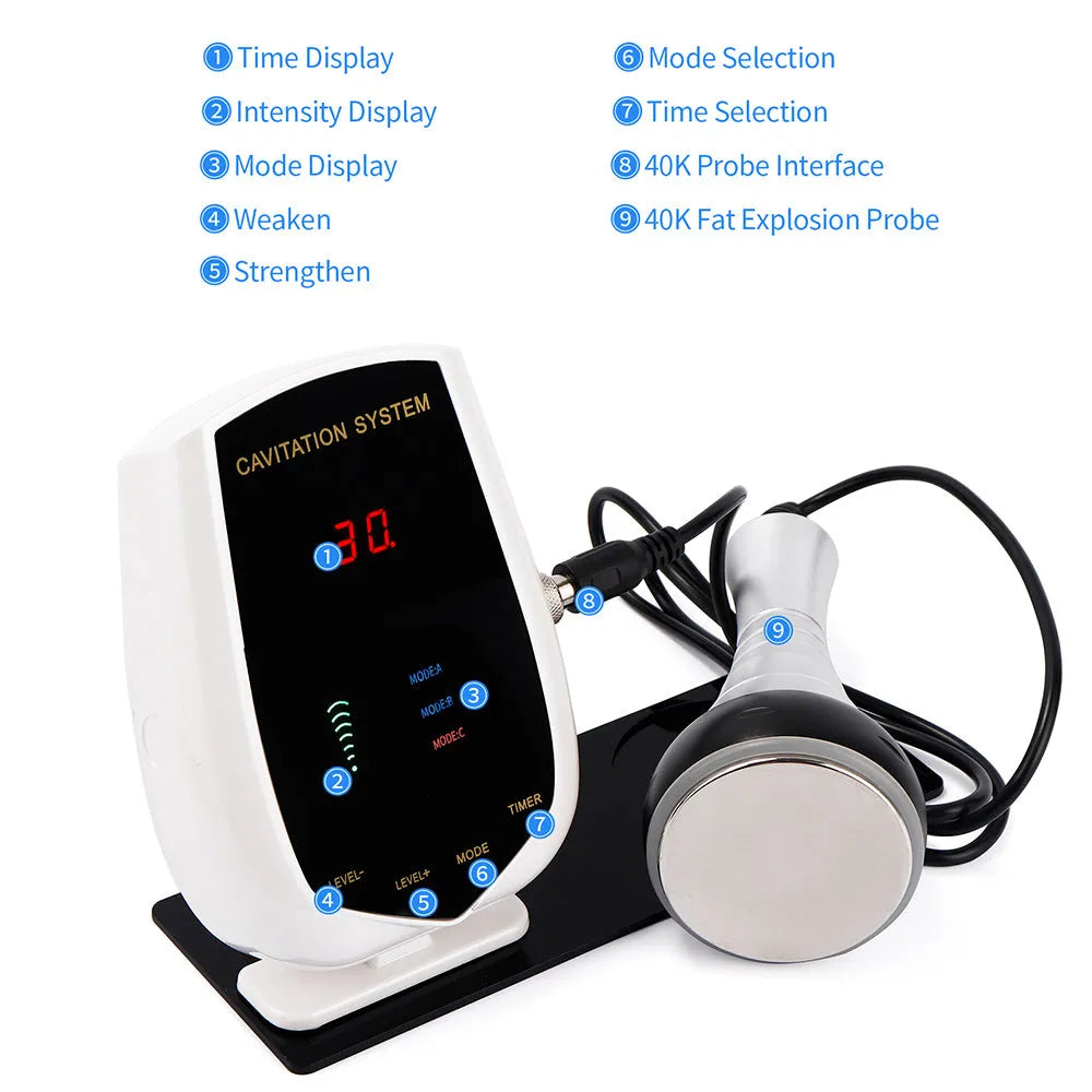 Black and white ABS ultrasonic cavitation machine with 40KHz head for non-invasive fat reduction