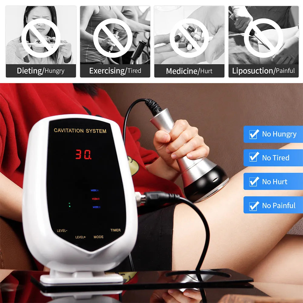 Black and white ABS ultrasonic cavitation machine with 40KHz head for non-invasive fat reduction
