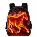 Children's cartoon horse head school backpack in polyester, shown in multiple colours and sizes.