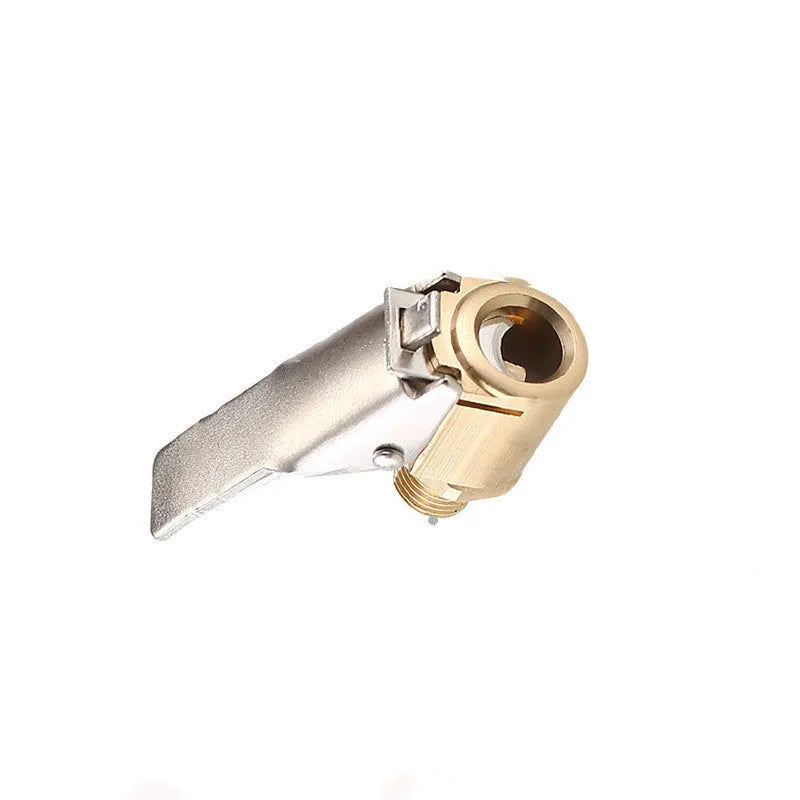 Golden brass air pump quick clip connector with threaded end for tyre inflation