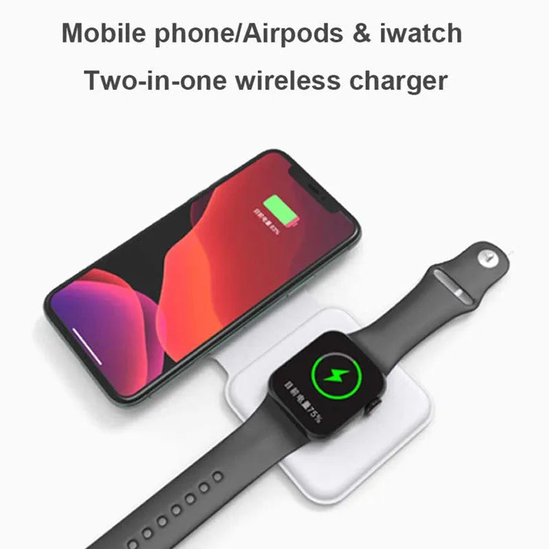 White foldable magnetic wireless charging dock showing dual charging surfaces and 180° folding mechanism