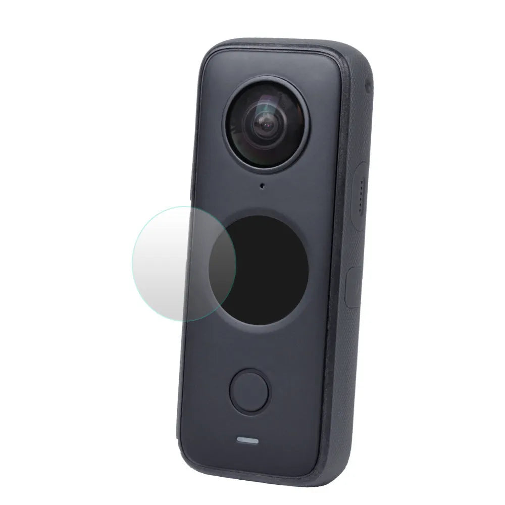 Insta360 ONE X2 tempered glass screen protector in black with cleaning wipe