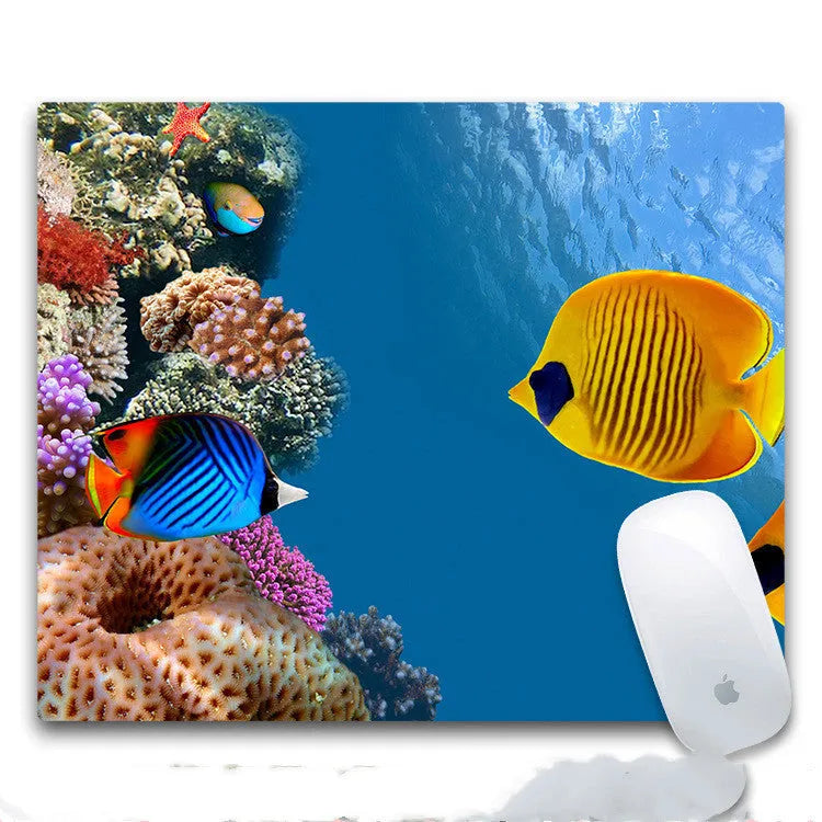 Custom mouse pad with rubber base and cloth surface showing pattern options