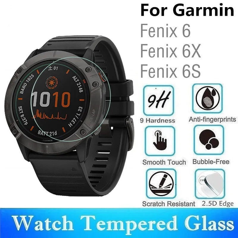 Tempered glass screen protector for Garmin Fenix 6x Pro watch transparent front film