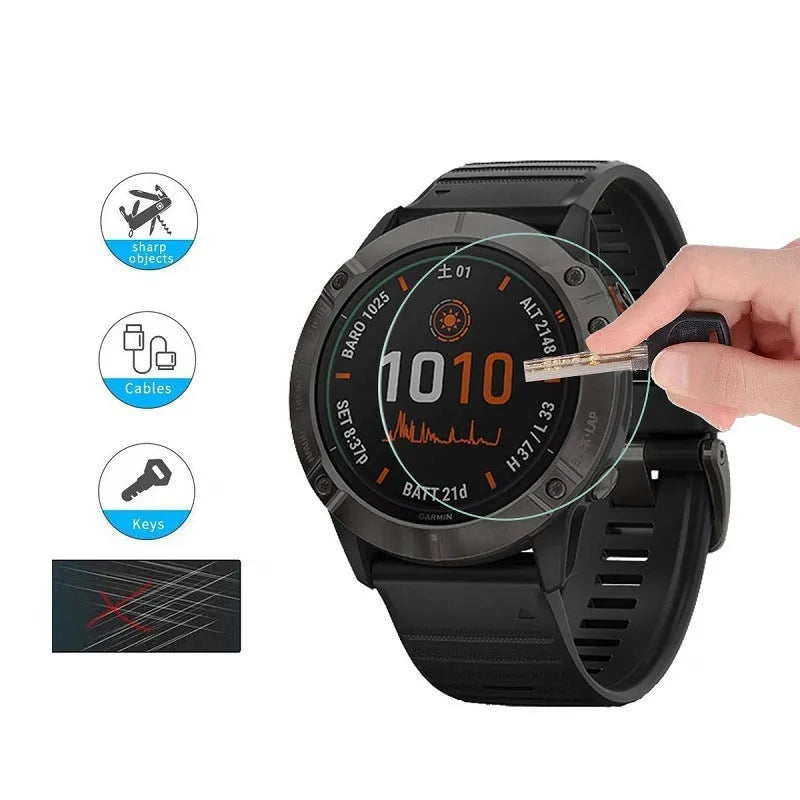 Tempered glass screen protector for Garmin Fenix 6x Pro watch transparent front film