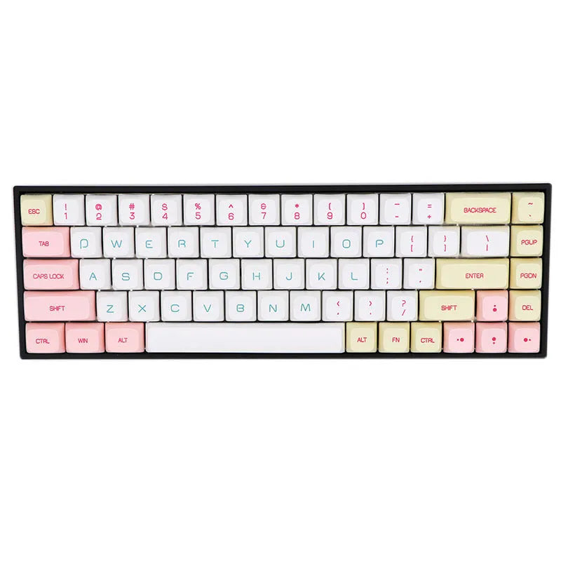 68-key PBT mechanical keyboard keycap set in various colours showing double-shot legends