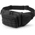 Men's tactical multifunctional waist bag in black with adjustable belt and multiple storage compartments