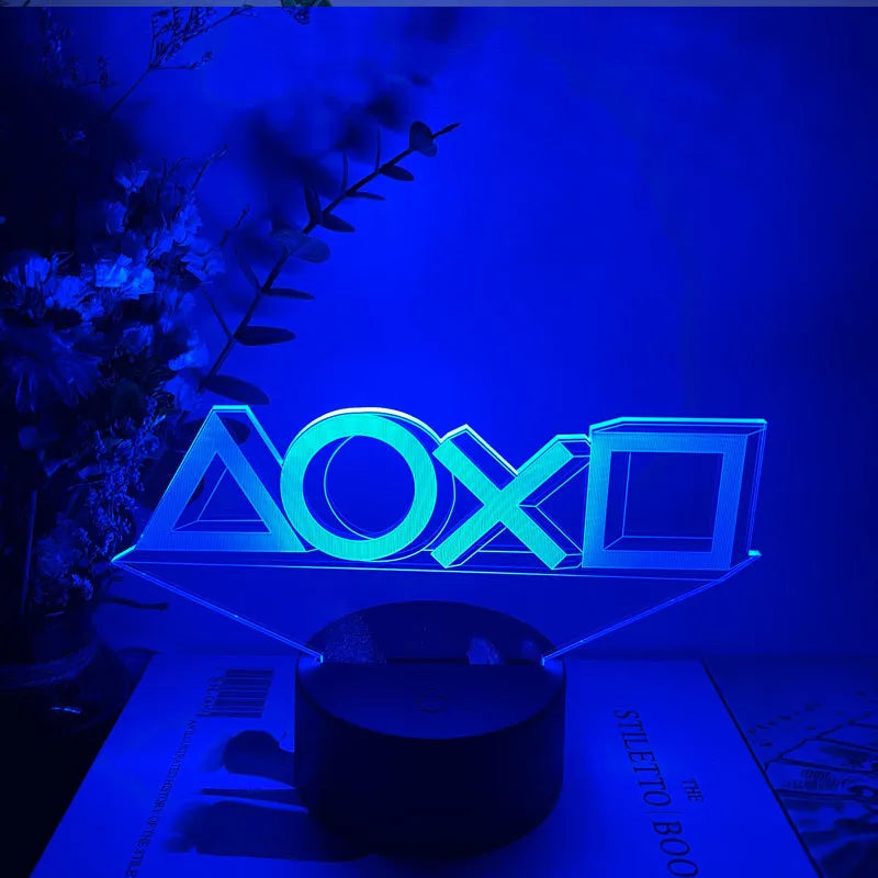 Creative Gamepad 3DLED Desk Lamp with black base and colourful touch control