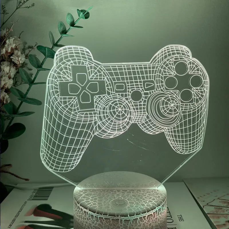 Creative Gamepad 3DLED Desk Lamp with black base and colourful touch control