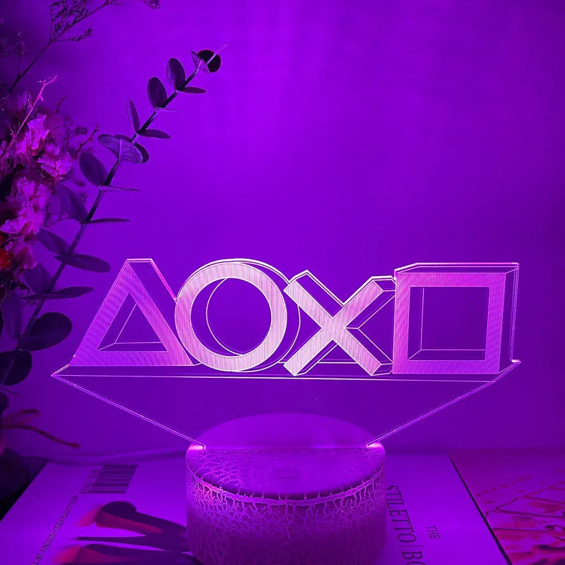 Creative Gamepad 3DLED Desk Lamp with black base and colourful touch control