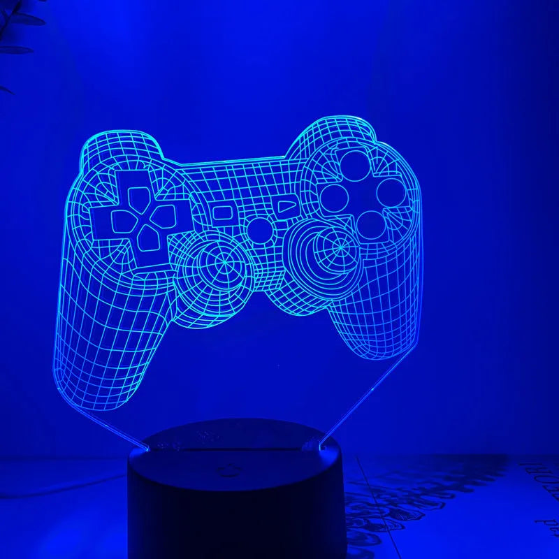 Creative Gamepad 3DLED Desk Lamp with black base and colourful touch control