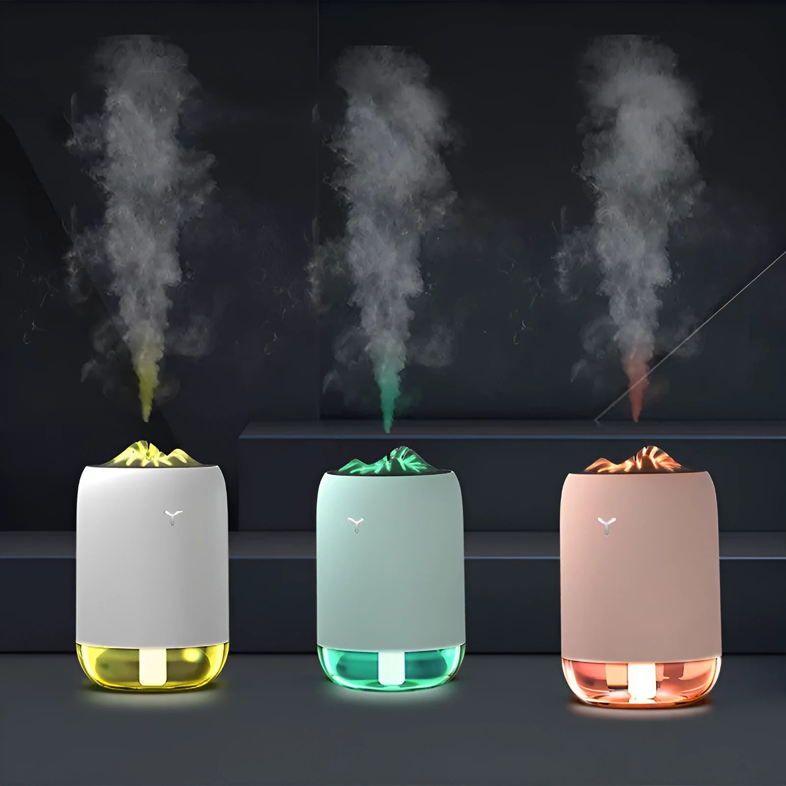 Magic Flame USB humidifier in columnar design with timer control for small rooms