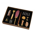 Creative dipped feather pen and solid wood pen set with ink, wax seal, and stainless steel nibs in gift box