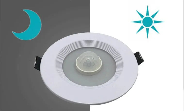 Infrared motion sensing LED down light with aluminium housing for ceiling installation