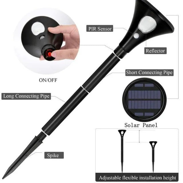 Solar induction ground plug light with lamp pole for outdoor garden pathway illumination
