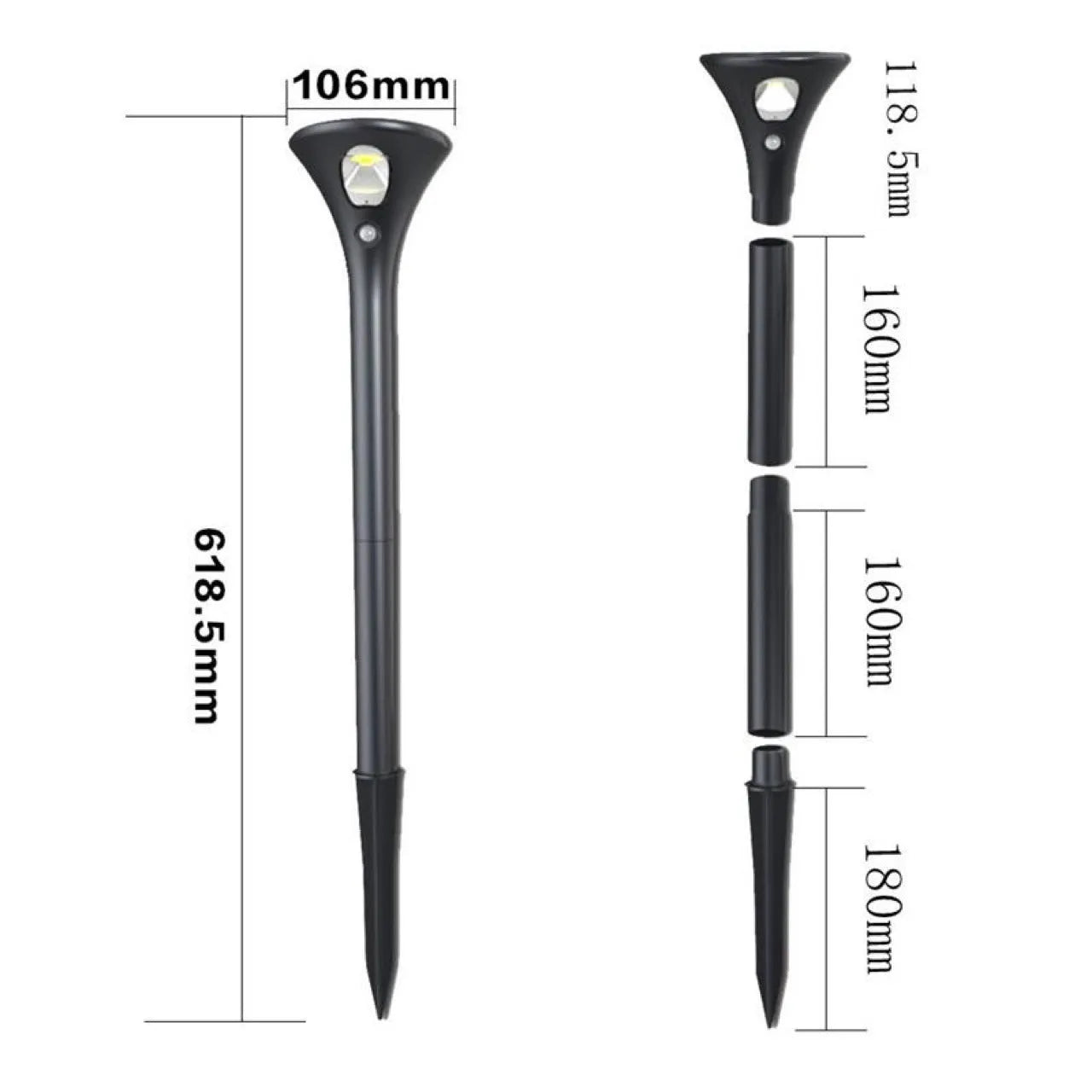 Solar induction ground plug light with lamp pole for outdoor garden pathway illumination
