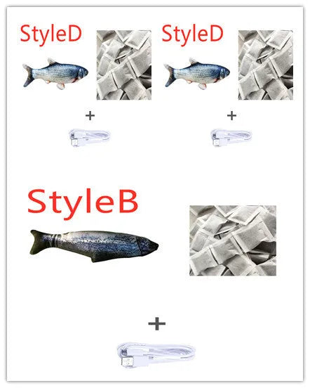 30cm long multicolour electric jumping fish simulation cat toy with USB cable