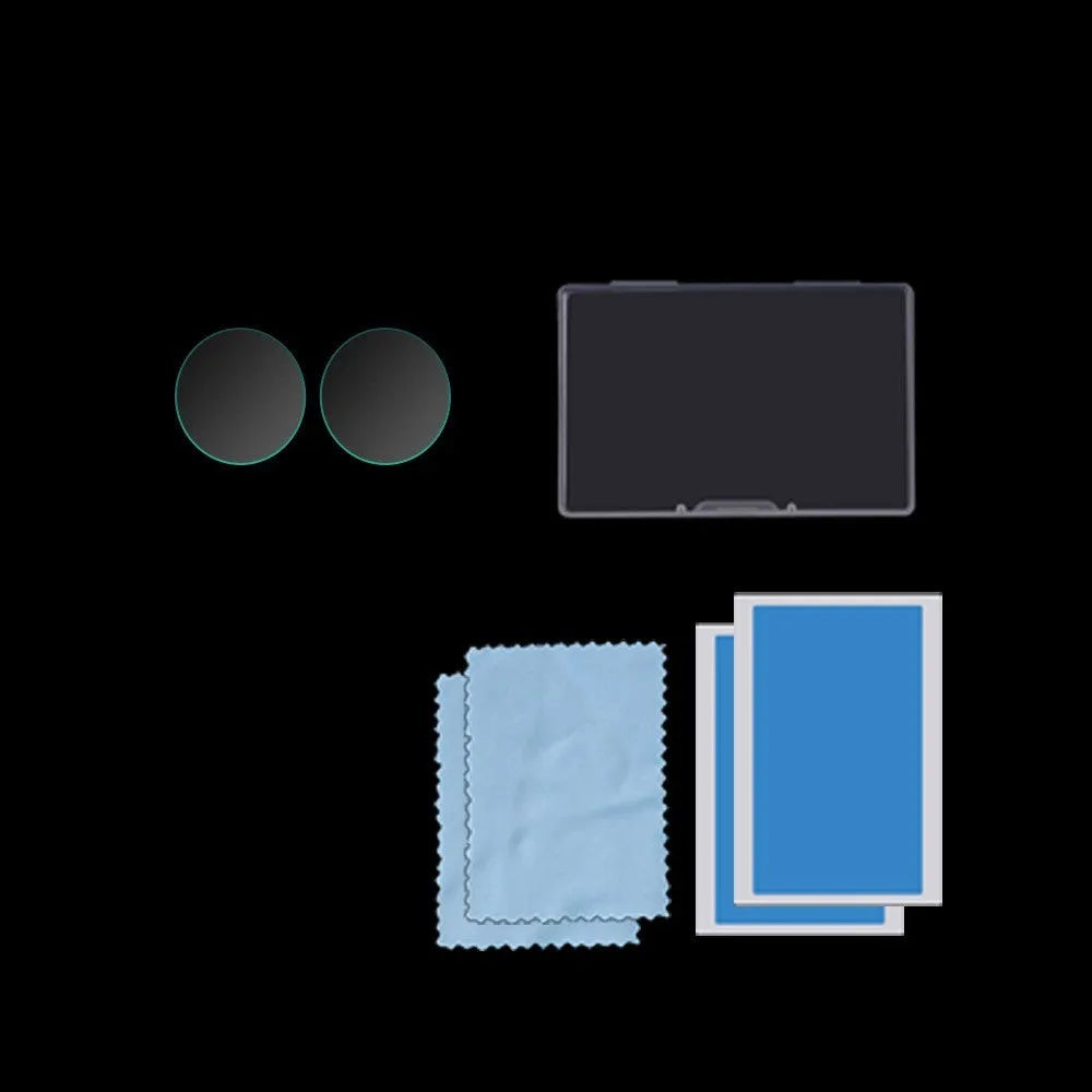 Insta360 ONE X2 tempered glass screen protector in black with cleaning wipe