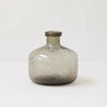 Grey geometric bubble glass vase with stained glass construction and textured surface
