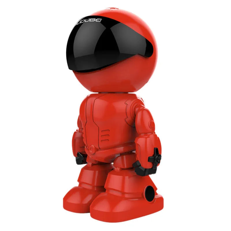 Silver plastic remote HD night vision robot security camera with wide-angle lens and PTZ rotation