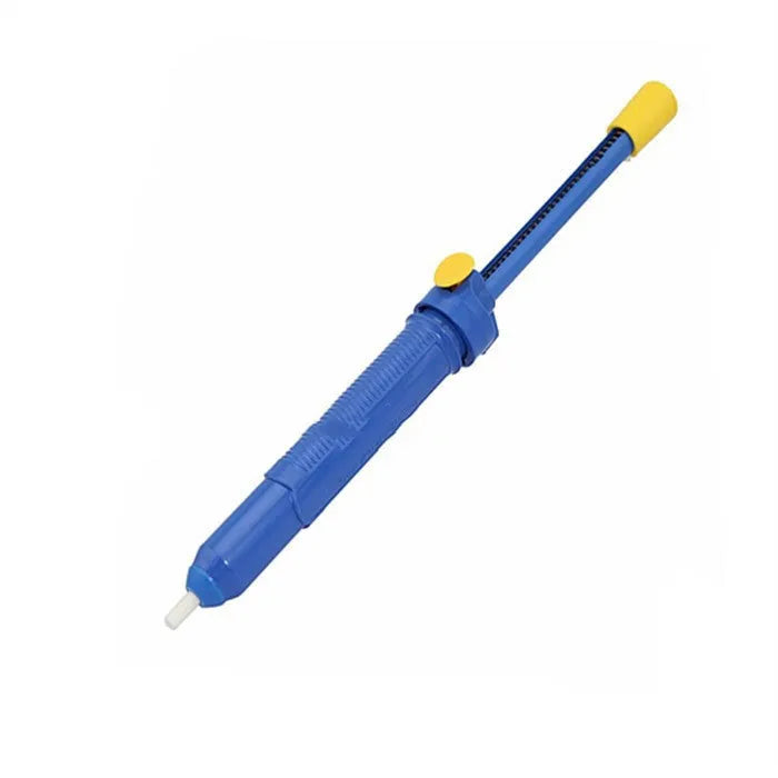 GS-107 manual solder sucker device for electronics desoldering work in blue, gold or silver