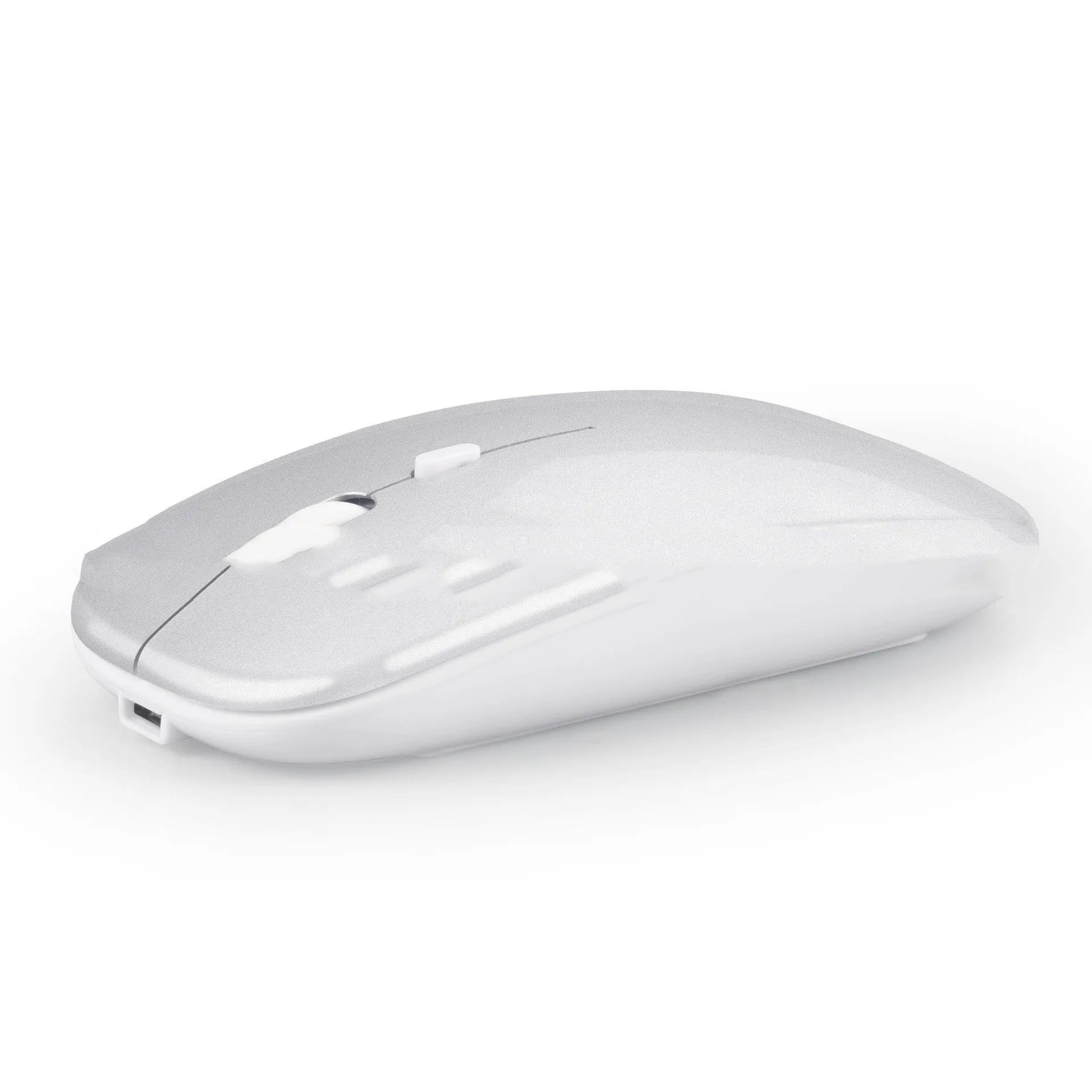 Bluetooth dual-mode rechargeable silent wireless mouse in Black, Gold, Grey, Rose Gold, Silver, White on a desk