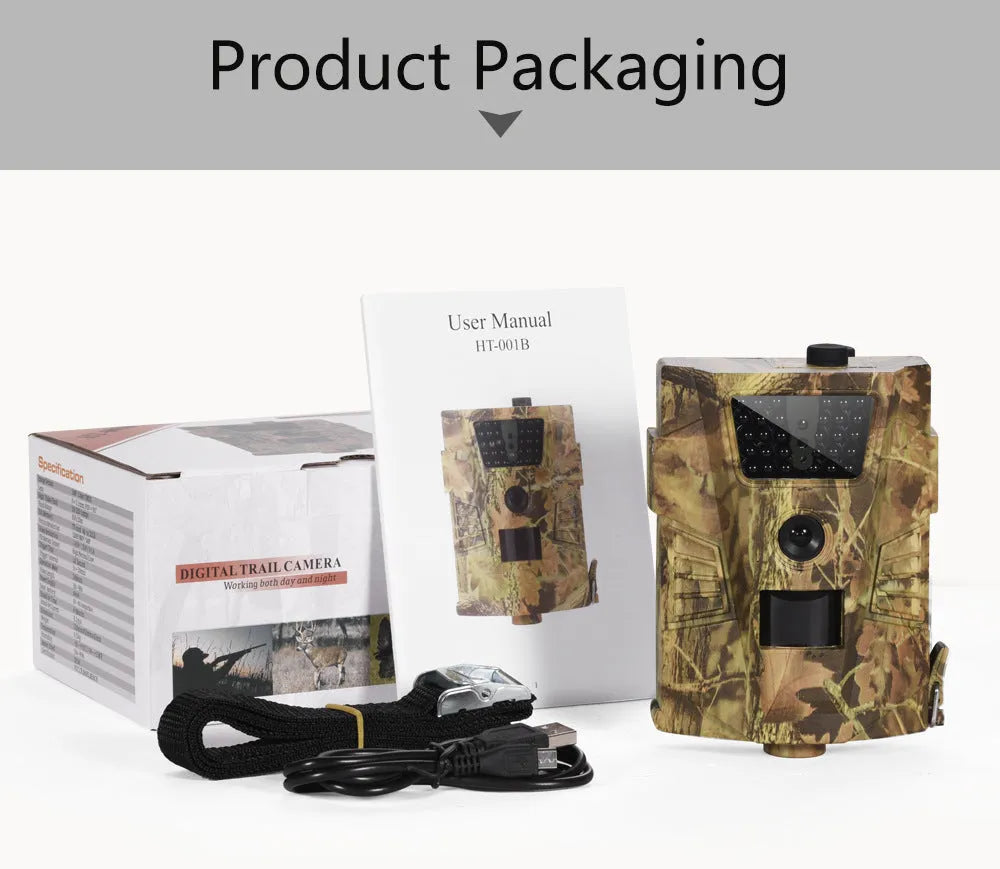 Orchard surveillance trail camera with night vision LEDs and PIR sensor for motion detection