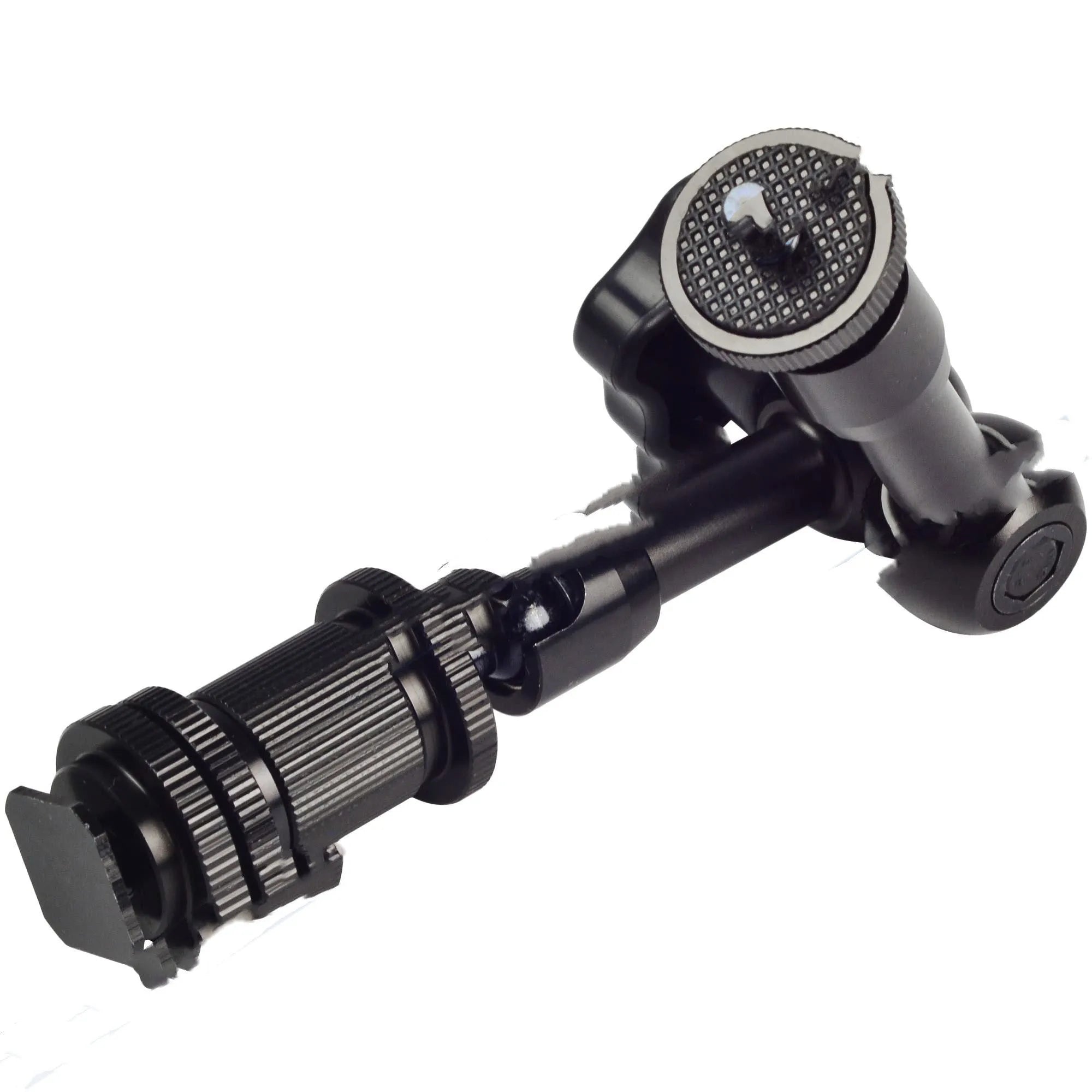 Black all-metal 7-inch magic friction articulating arm for DSLR camera accessory mounting