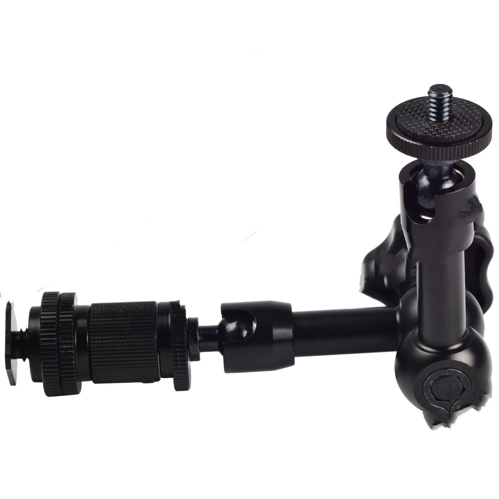 Black all-metal 7-inch magic friction articulating arm for DSLR camera accessory mounting