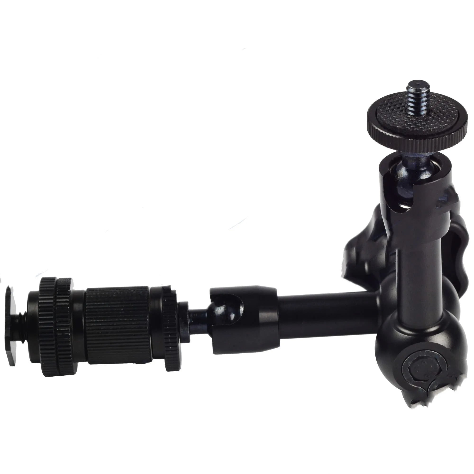 Black all-metal 7-inch magic friction articulating arm for DSLR camera accessory mounting