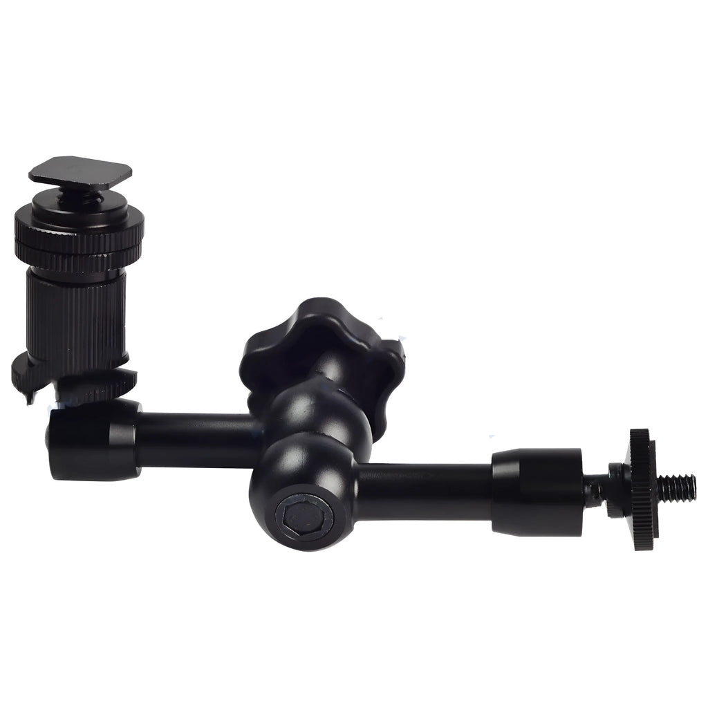Black all-metal 7-inch magic friction articulating arm for DSLR camera accessory mounting