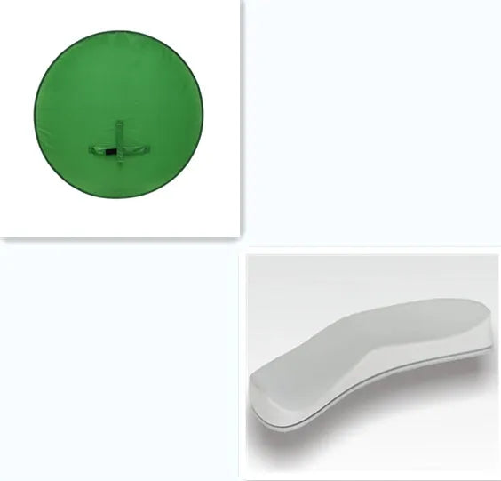Foldable reflector for chair photography in green nylon with steel spring frame, 150x200cm