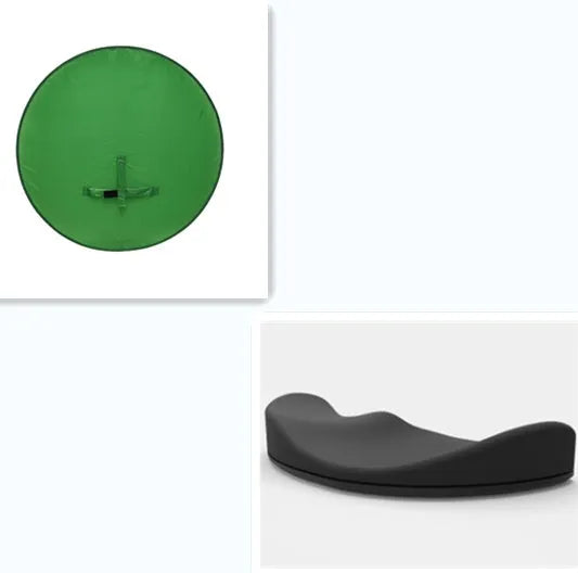 Foldable reflector for chair photography in green nylon with steel spring frame, 150x200cm