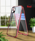 Double-sided glass magnetic phone case in black with metal frame for iPhone 12 Pro Max