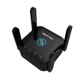 PIXLINK AC24 white and black dual-band wireless WiFi extender and router unit.
